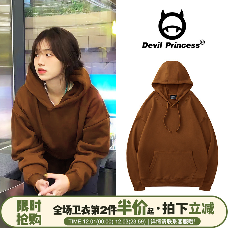 美式复古学院风宽松重磅卫衣女潮