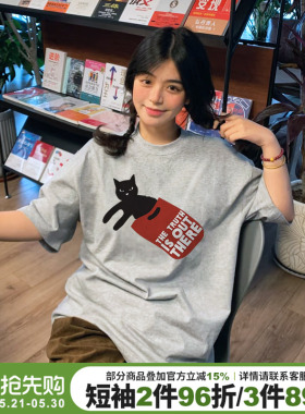 无性别穿搭大版宽松灰色短袖女t恤美式学院风小众潮牌重磅上衣夏