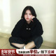 2025新款 爆款 简约风休闲黑色连帽卫衣女宽松休闲百搭重磅上衣外套