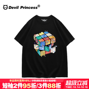 小众正肩半袖 oversize炸街ins潮牌黑色t恤女韩版 上衣 新款 2025夏季