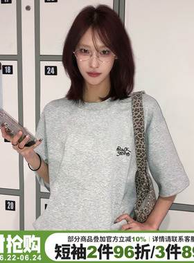 简约风宽松休闲灰色短袖t恤女2026夏季新款设计感字母印花上衣潮