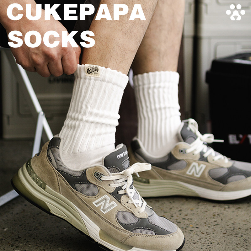 男生粗线纹理堆堆袜cityboy中筒袜潮个性简约布标长筒袜日系复古