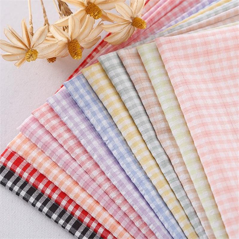 现货批发春夏色织格子布多色透气男女童装连衣裙衬衫提花面料