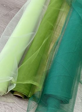 中硬绿色瑞士网纱diy蓬蓬硬网透明面料服装造型网纱婚庆装饰纱幔