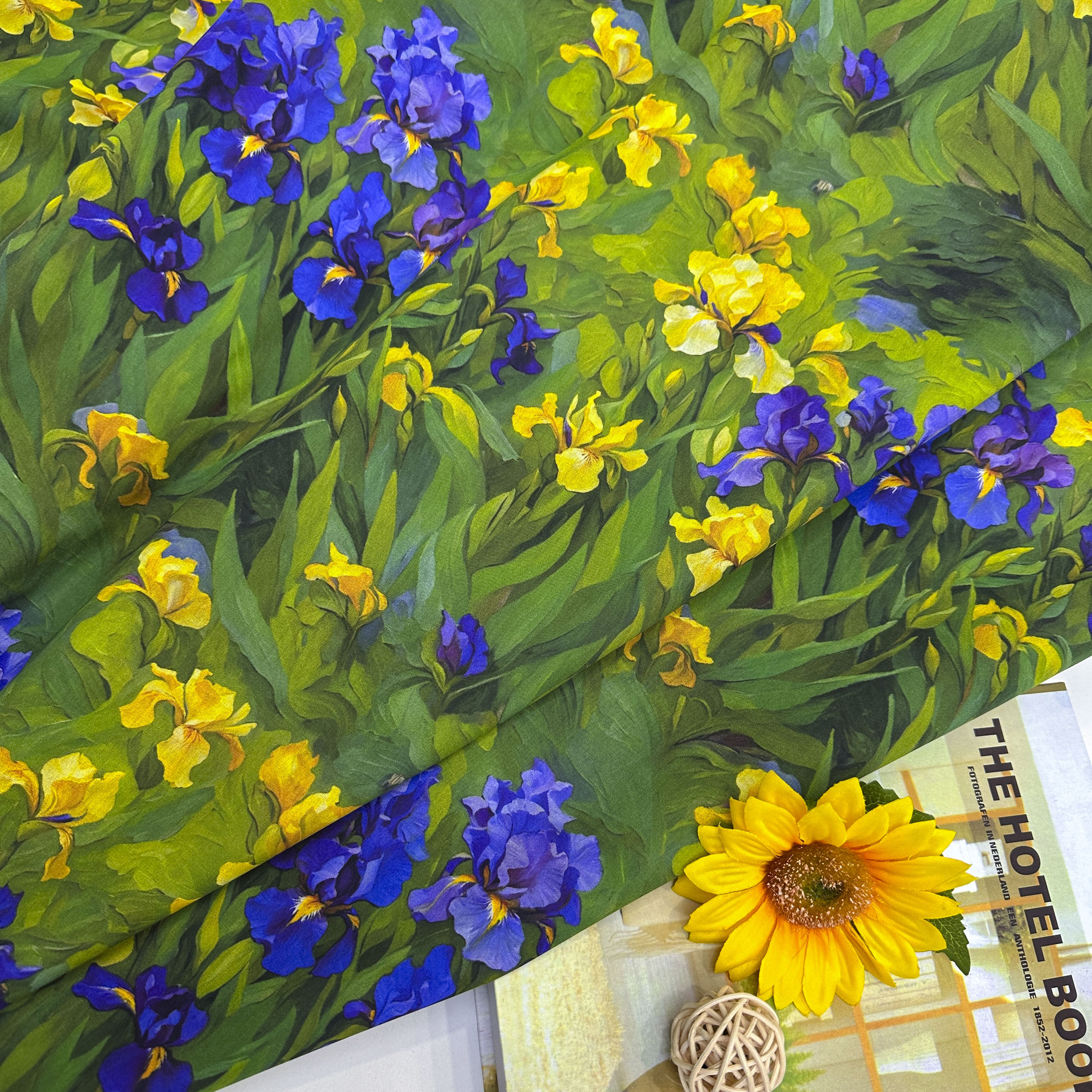 油画风抽象花朵数码印花布diy手工儿童连衣裙桌布单肩包抱枕面料