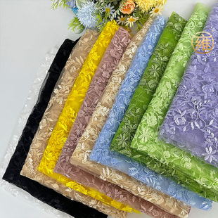 多色重工小碎花绣花布料树藤网纱连衣裙童装手工diy蕾丝花边辅料