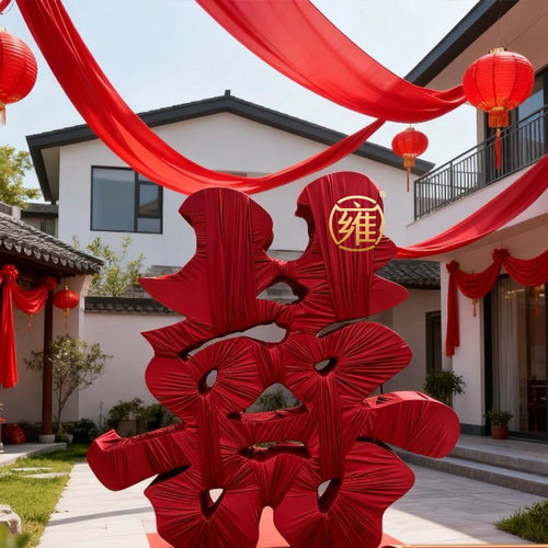 婚庆立体落地双喜字婚礼迎宾区背景装饰摆件订婚宴酒红色成品囍字