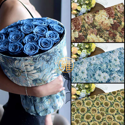 莫奈的画花园油画风提花布料包花布手工DIY包裙子服装设计师面料