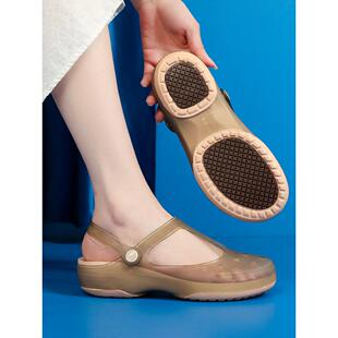 女用高底木屐夏季拖鞋厚底软底护士外穿果冻鞋沙滩0315w