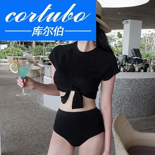[cortubo库尔伯旗舰店分体泳衣]CORTUBO高腰平角半袖分体两件套月销量0件仅售1018.5元