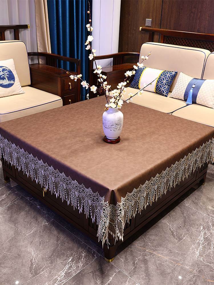 桌布1127n高端桌布正方形茶几防水防油免洗新中式麻将方八仙桌餐