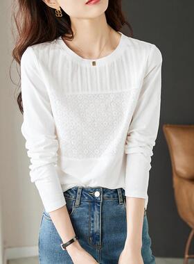 欧洲站棉质长袖T恤女2026新款春季高级感白色内搭打底衫0110r1