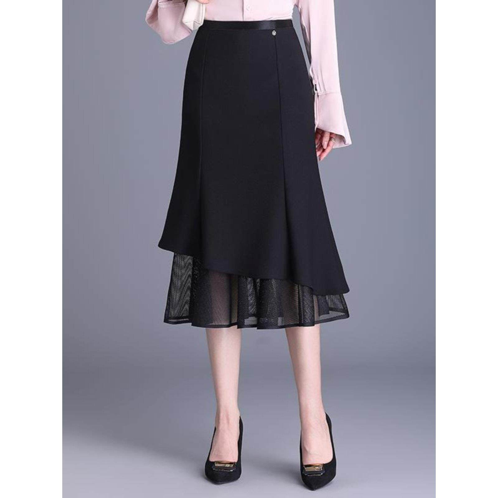 黑色短裙2026新款春秋季高腰纤细a字裙百褶裙时尚中长鱼尾一0119r,女装/女士精品,半身裙,淘宝优惠券,粉丝福利购,淘宝优惠卷