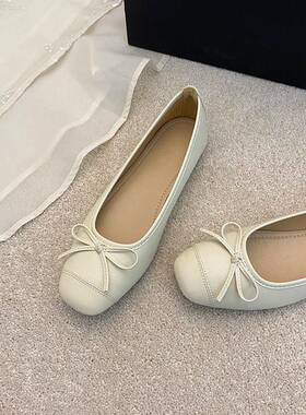春秋法式蝴蝶结平底鞋2026新款仙女风配裙子的鞋子红色软底0206zd