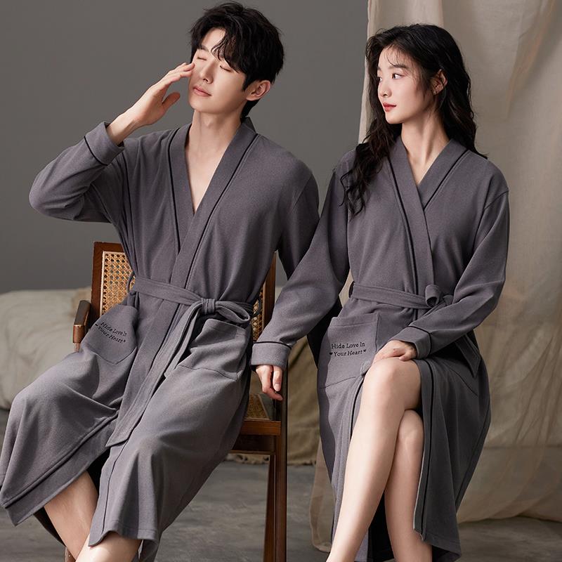 秋冬睡袍女款秋冬季中长款情侣浴袍冬天珊瑚绒加厚保暖男士1009c