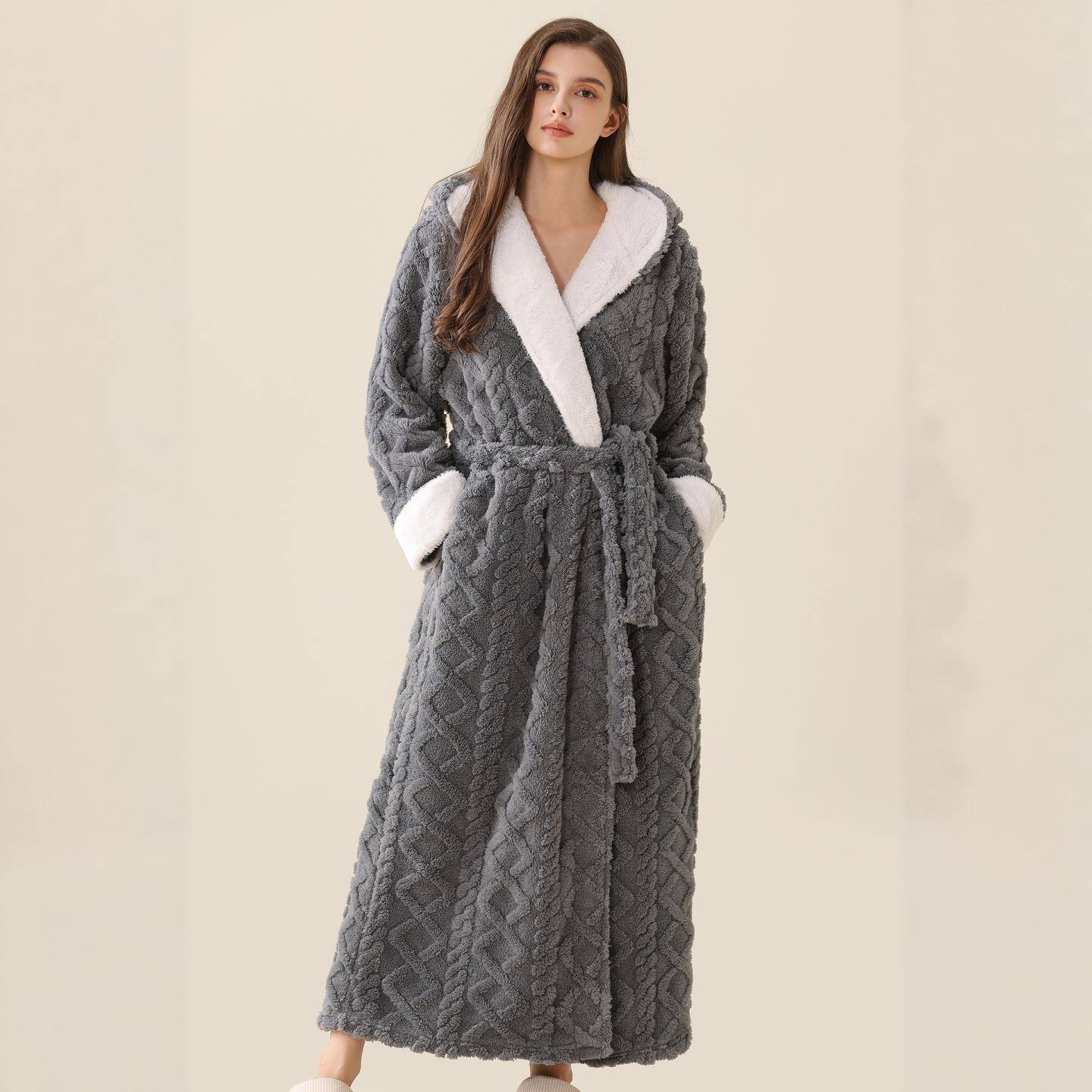 秋冬睡袍女士秋冬季加长款加厚法兰绒2025新款长男士睡衣珊1009c