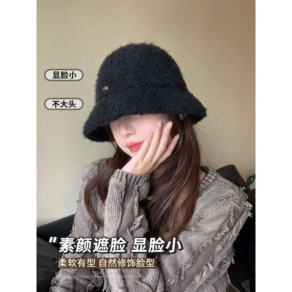 渔夫帽子女冬新款大头围素颜遮脸保暖毛绒水桶盆帽显脸小1130w