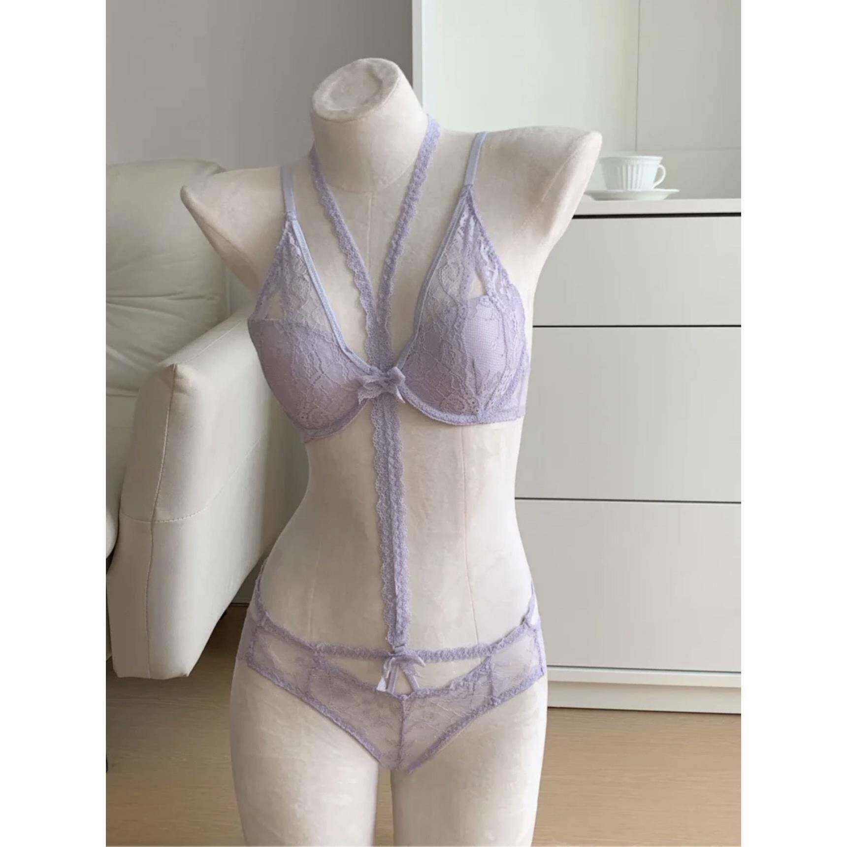 性感纯粹的欲望露背可拆卸的蕾丝内衣女小心向上推小乳房0602e