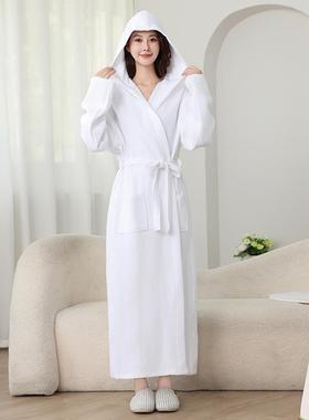 秋冬浴袍女款四季通用连帽白色睡衣秋款加长款男士睡袍1009c