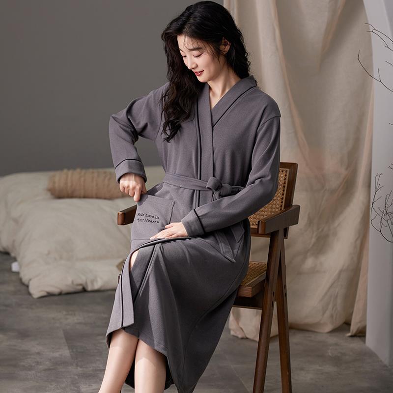 秋冬薄绒情侣睡袍女款秋冬季保暖中长款男士浴袍珊瑚绒睡衣1009c