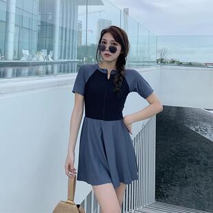 1010k 感裙式 连体泳衣女新款 游杂遮肚显瘦泡温泉泳装