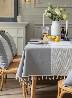 桌布布艺棉麻小清新北欧简约感长方形茶几饭桌台布轻奢1220x1226z