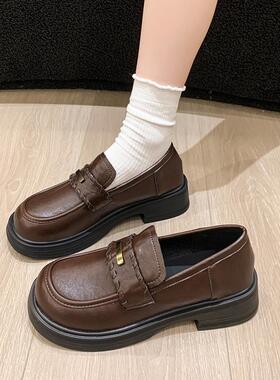 春季英伦风厚底乐福鞋女2026新款小皮鞋一脚蹬懒人通勤单鞋0112z