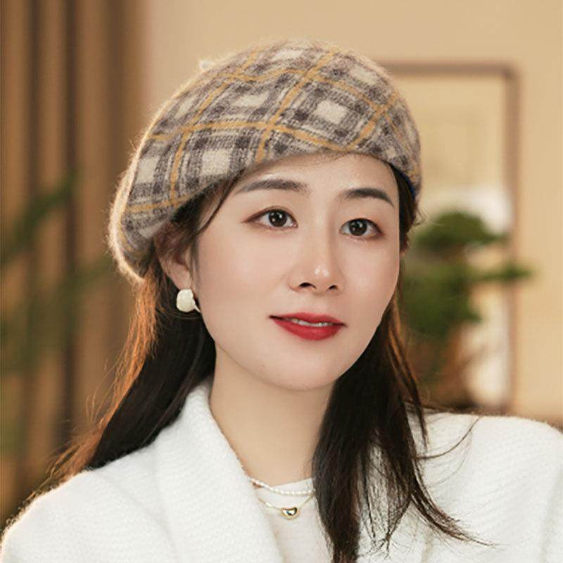 贝雷帽女春秋韩版呢画家帽英伦格纹覆古蓓蕾帽子女格子南瓜0117w,服饰配件/皮带/帽子/围巾,帽子,淘宝优惠券,粉丝福利购,淘宝优惠卷