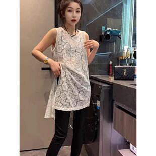 大尺码小个子黑色蕾丝吊带裙女春夏新款不规则屁帘叠穿开叉T0227w