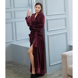 睡衣加厚加绒珊瑚绒浴袍长1009c 冬季 秋冬睡袍女长款 到脚踝加长款