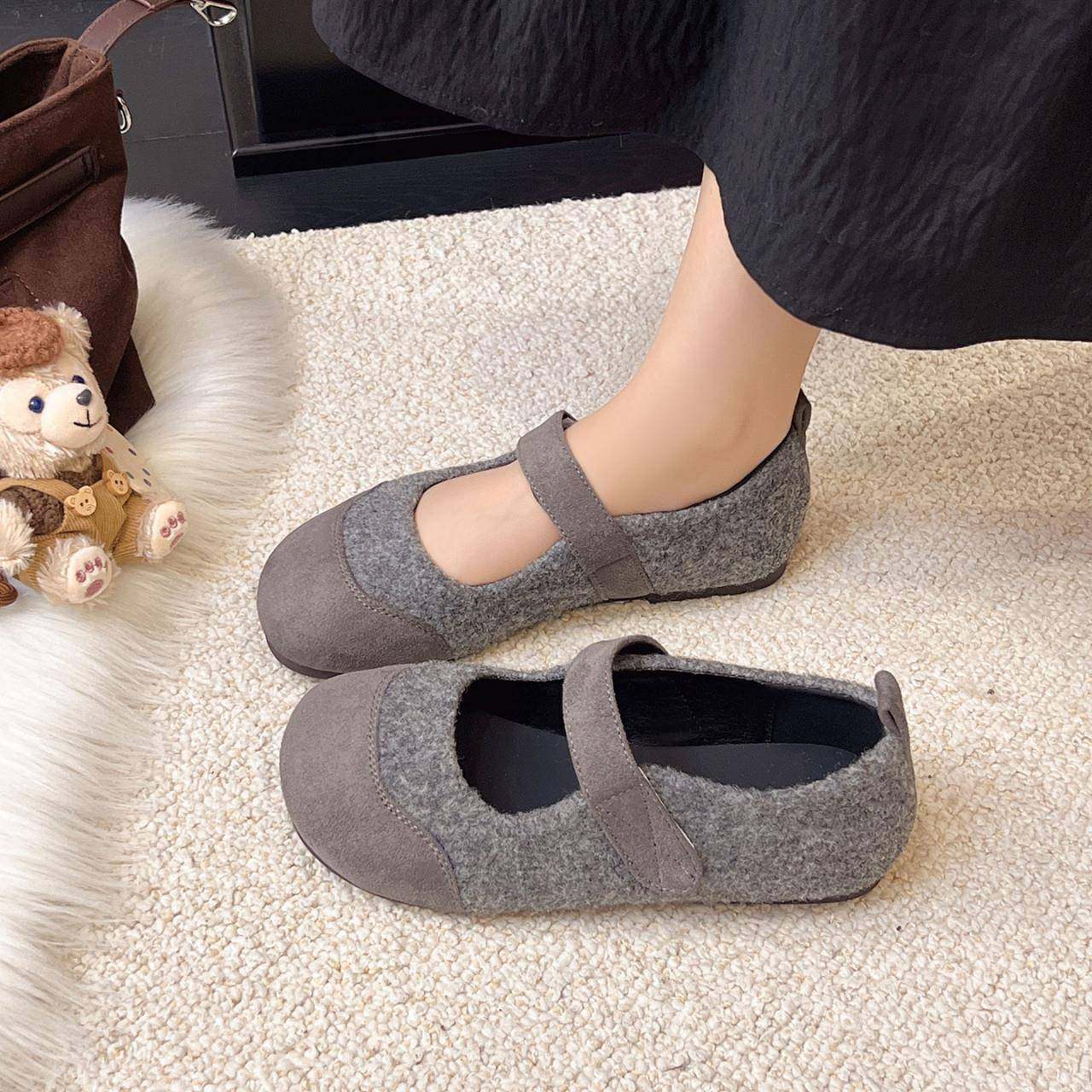 春季毛呢魔术贴玛丽珍鞋女2026年新款平底软底浅口单鞋0121n,女鞋,浅口单鞋,淘宝优惠券,粉丝福利购,淘宝优惠卷