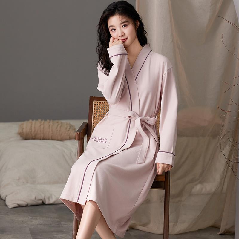 秋冬睡袍女秋冬季长袖中长款情侣浴袍男士冬天薄绒保暖珊瑚1009c