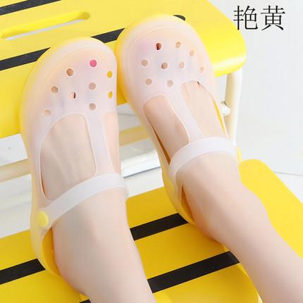 洞洞鞋女防滑2025新款玛丽珍果冻凉鞋平底夏季沙滩鞋厚底包0718h