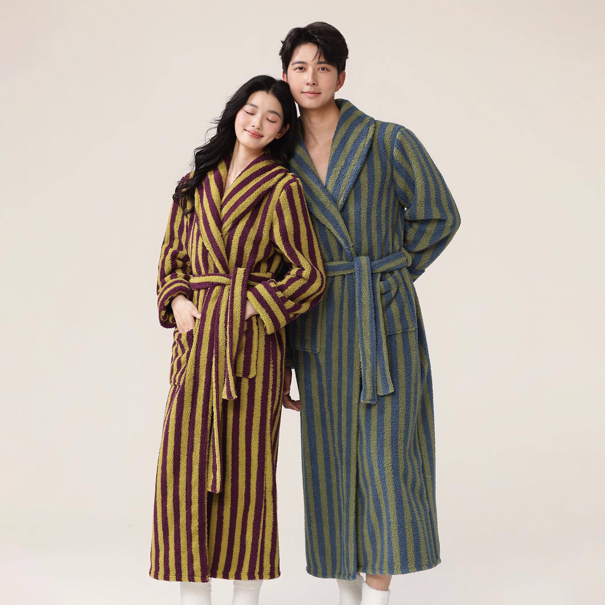 秋冬睡袍女情侣睡衣秋冬季新款法兰绒浴袍加厚保暖珊瑚绒家1009c