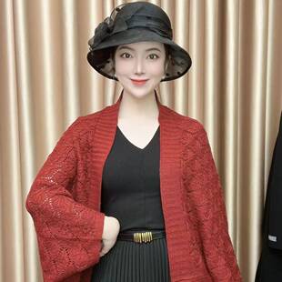旗袍护肩颈外搭围巾披肩送1008z 百搭款 秋冬新款 菱形孔雀针织开衫