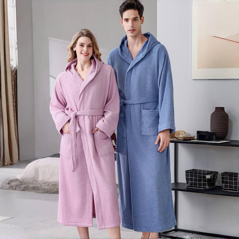 秋冬浴袍女2025新款秋季情侣带帽加长款男士睡袍1009c