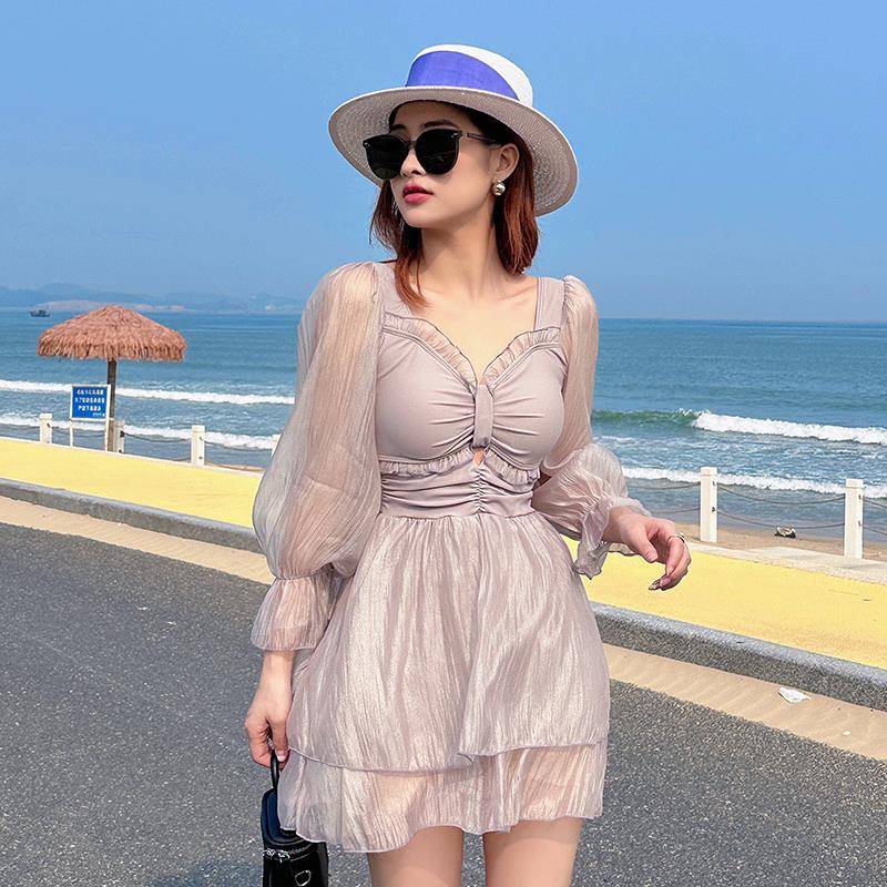 大码泳衣女新款连体欲风胖mm200斤遮肚显瘦温泉泳装0930z