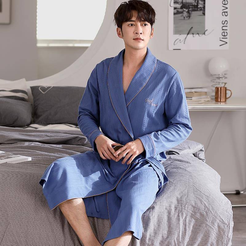 秋冬睡袍男款秋季中长款浴袍2025新款秋冬薄款大码浴衣大衣1009c