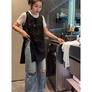 大尺码黑色蕾丝吊带裙女小个子2026新款春夏不规则屁帘叠穿T0227w