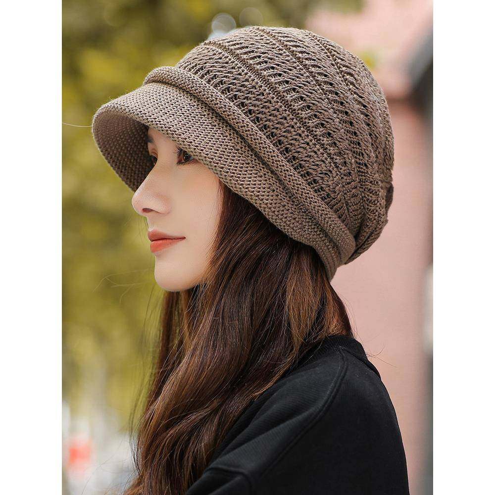 女性帽子2025新的秋冬风格帽子到高科技和时尚针织帽与大头1214r