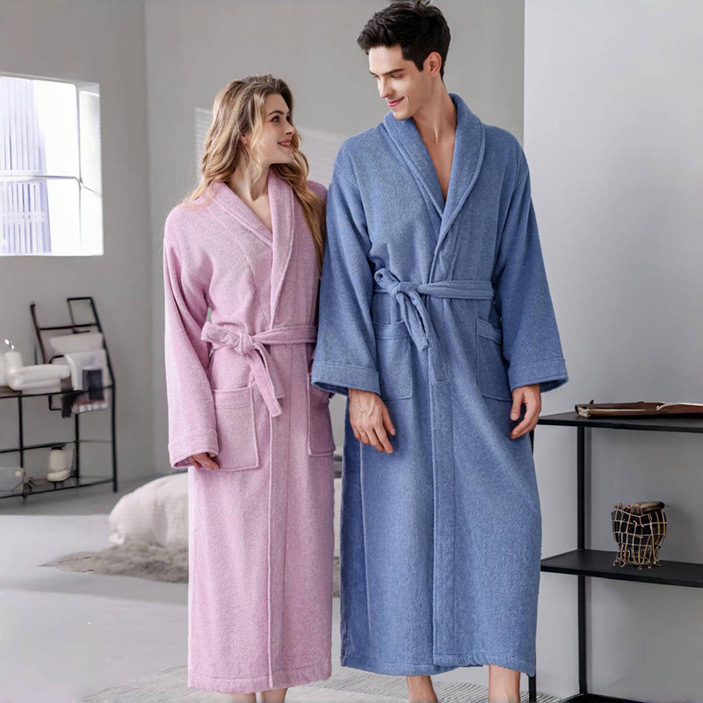 秋冬浴袍女款秋冬季情侣睡衣加长款男士睡袍1009c