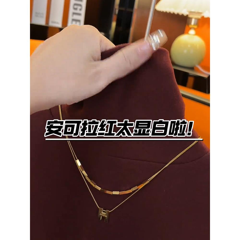 秋冬时尚双面绒高领打底衫女洋气内搭加绒加厚安卡拉红色本1116h