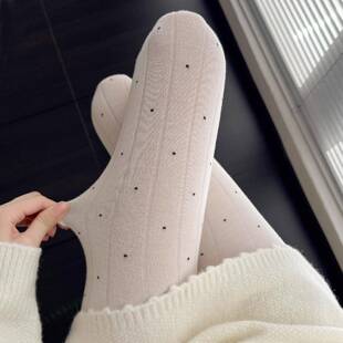 春秋薄款jk米白丝袜女浅灰色内搭裤袜甜美小圆点棉质咖啡色0127r