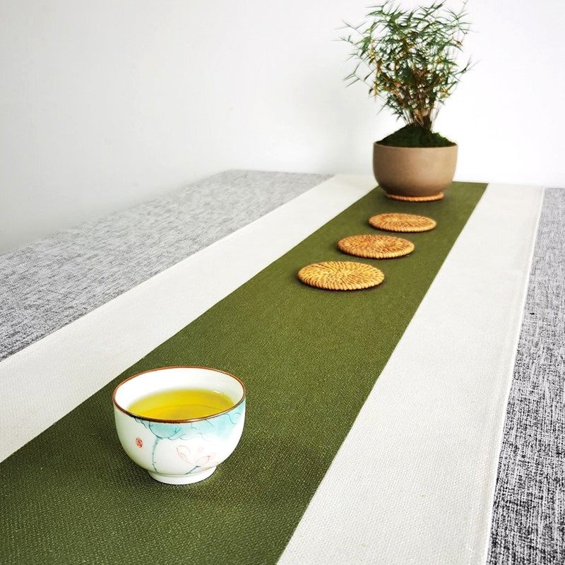 桌旗轻奢高端新中式禅意棉麻布艺茶席日式简约色茶旗茶台布0414a