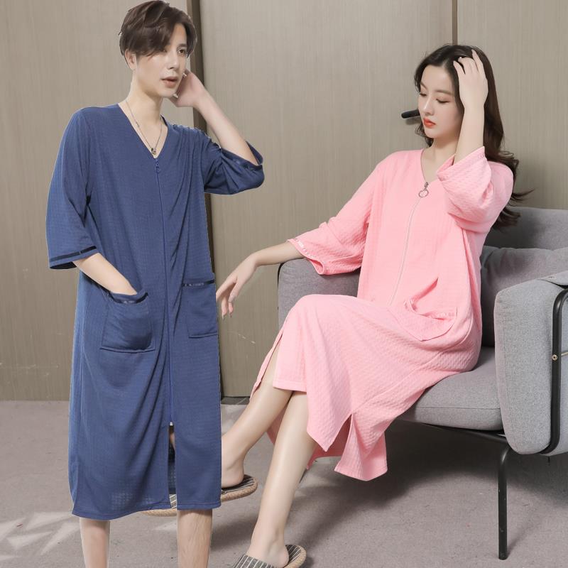 秋冬浴袍式拉链浴巾男女可穿可裹浴衣懒人洗澡浴裙比睡衣1009c