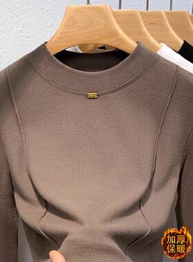 秋冬双面绒半高领打底衫女内搭加绒加厚保暖修身洋气百搭1026z