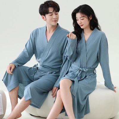 秋冬情侣浴袍男款秋季长袖睡袍女2025新款纱布袍睡衣1009c