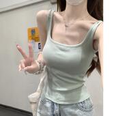 辣妹修身 春季 欲风外穿方领带胸垫吊带背心女2026新款 内搭0205z