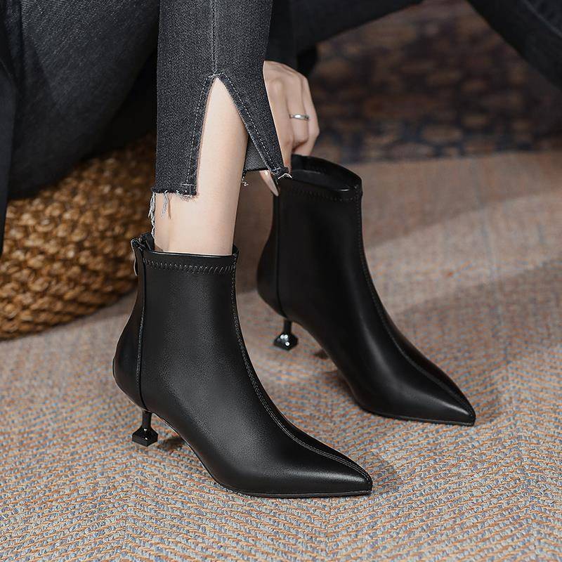 秋冬3公分洋派尖头小跟细跟高跟鞋女5厘米2025短靴气质工作1117z