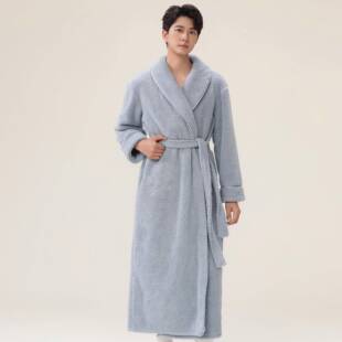 大码 睡袍男法兰绒加厚浴袍珊瑚绒长款 睡1009c 秋冬季 秋冬2025新款